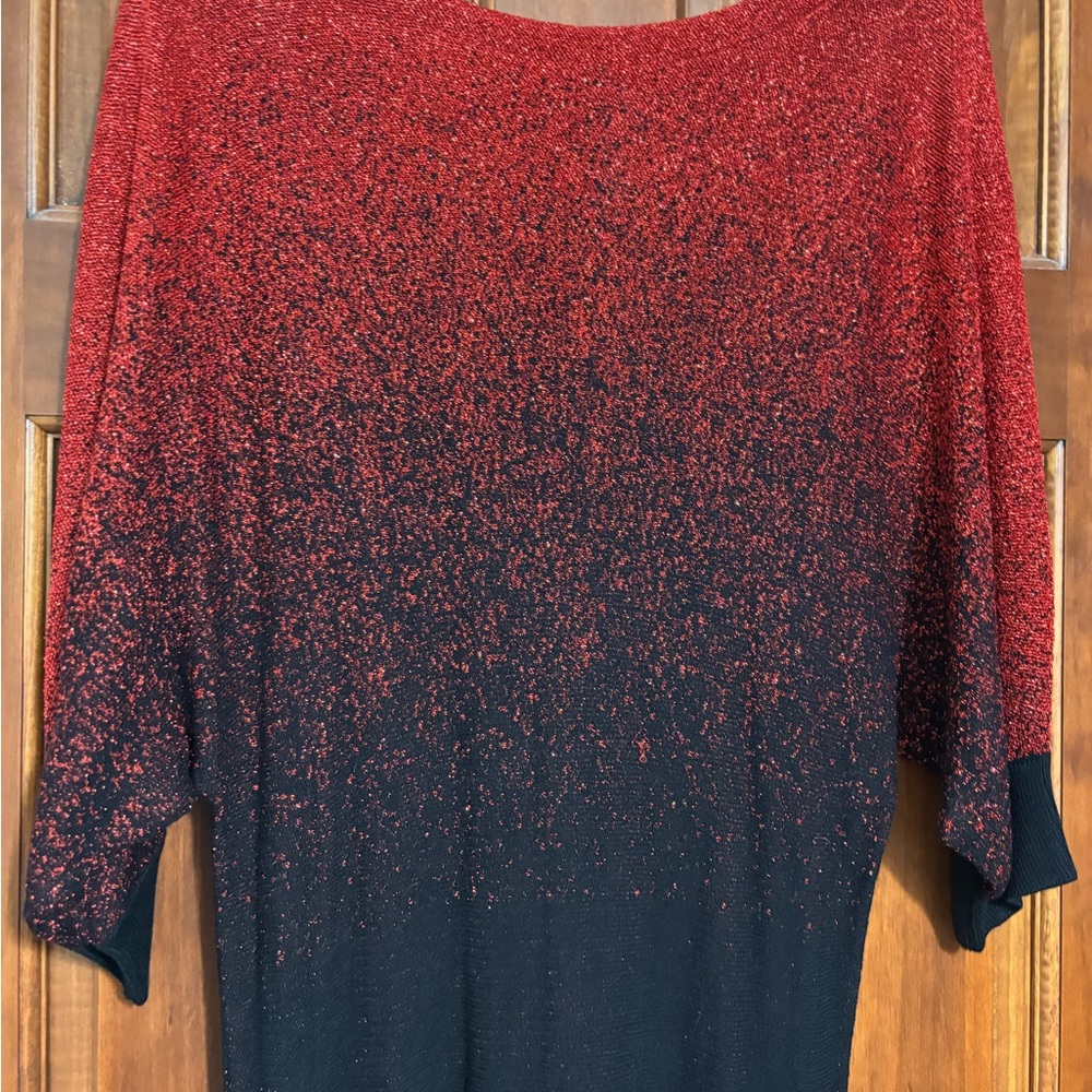 Red and Black Sparkle Knit Sweater